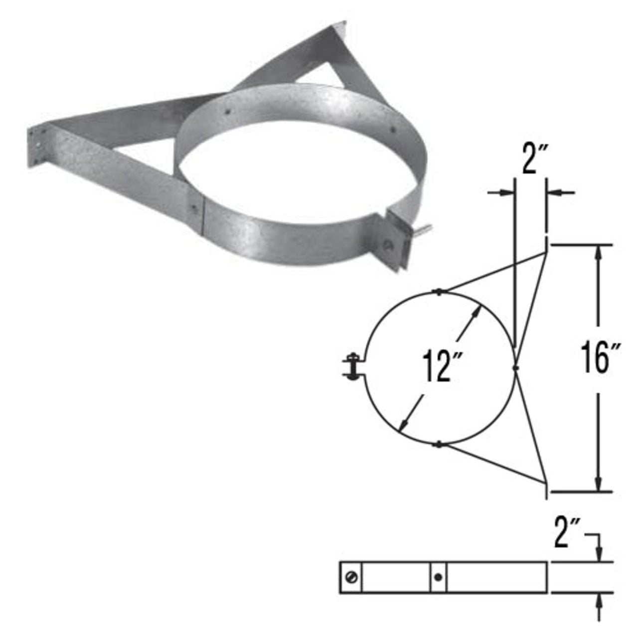 8" DuraPlus Galvanized Wall Strap - 8DP-WS