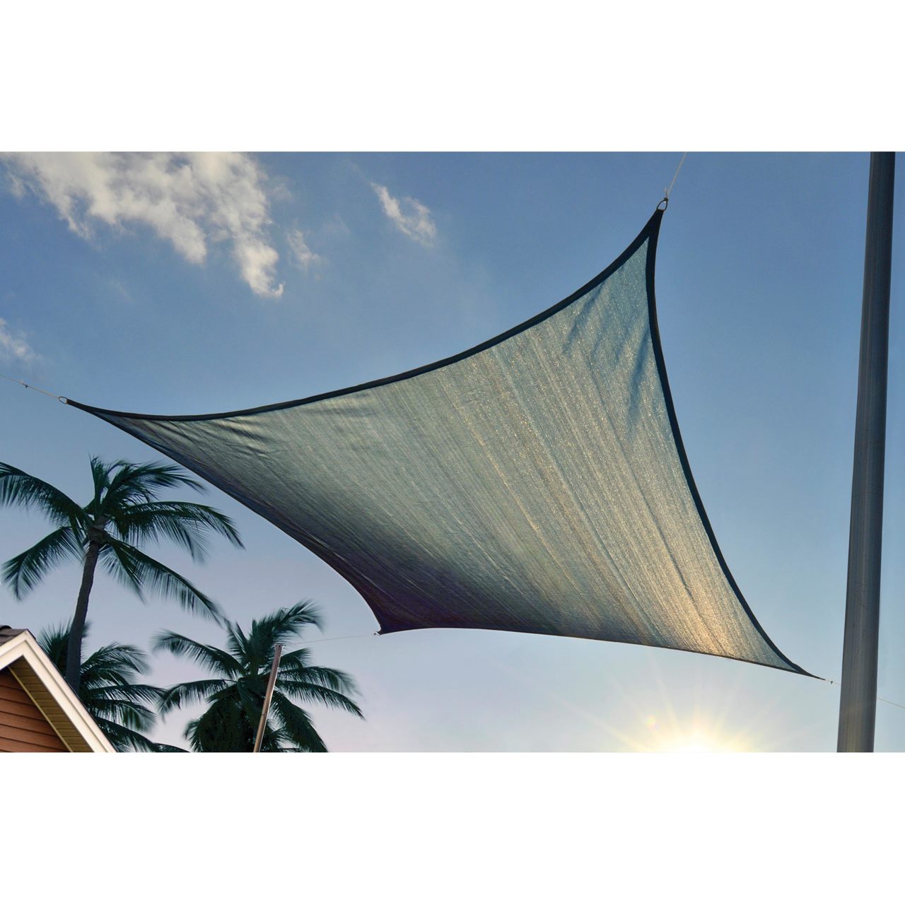 12' x 12' Heavyweight Square Shade Sail  - Sea Blue