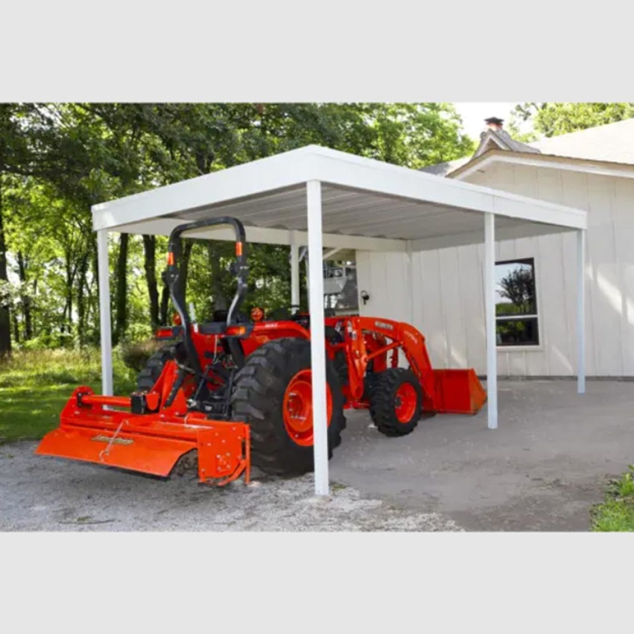 Arrow Freestanding Carport/Patio Cover, 10x20 - Hot Dipped Galvanized Steel with Vinyl Coating, Eggshell Finish, and Flat Roof