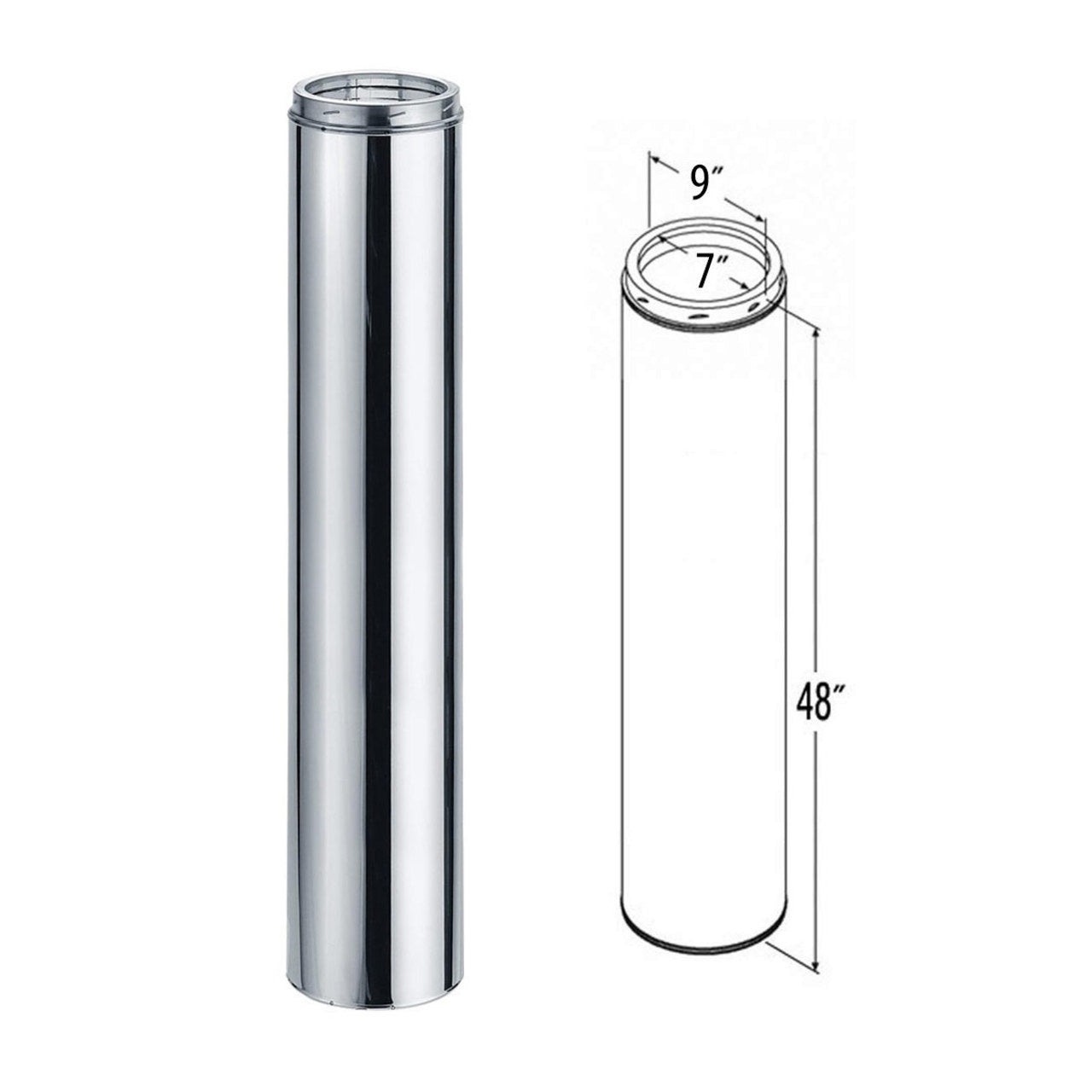 7" x 48" DuraTech Stainless Steel Chimney Pipe - 7DT-48SS