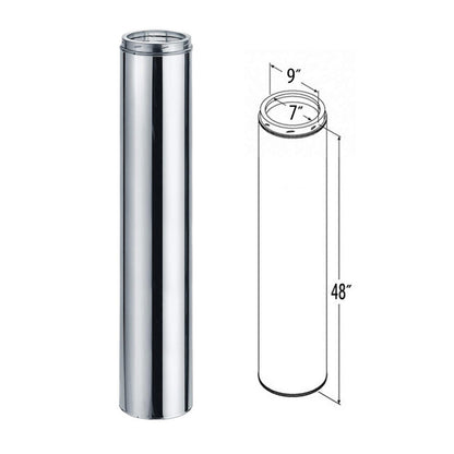 7" x 48" DuraTech Stainless Steel Chimney Pipe - 7DT-48SS