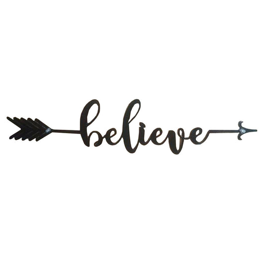22" Decorative Metal Art - Believe Arrow in Black or White
