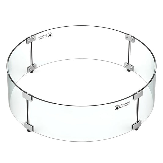 Grand Canyon Gas Logs Olympus Fire Pit Table Glass Wind Guard - 19" Round