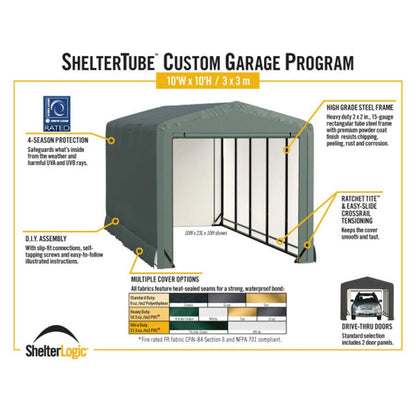ShelterTube 10' x 14' x 10'  Wind & Snow-Load Rated Garage - Green