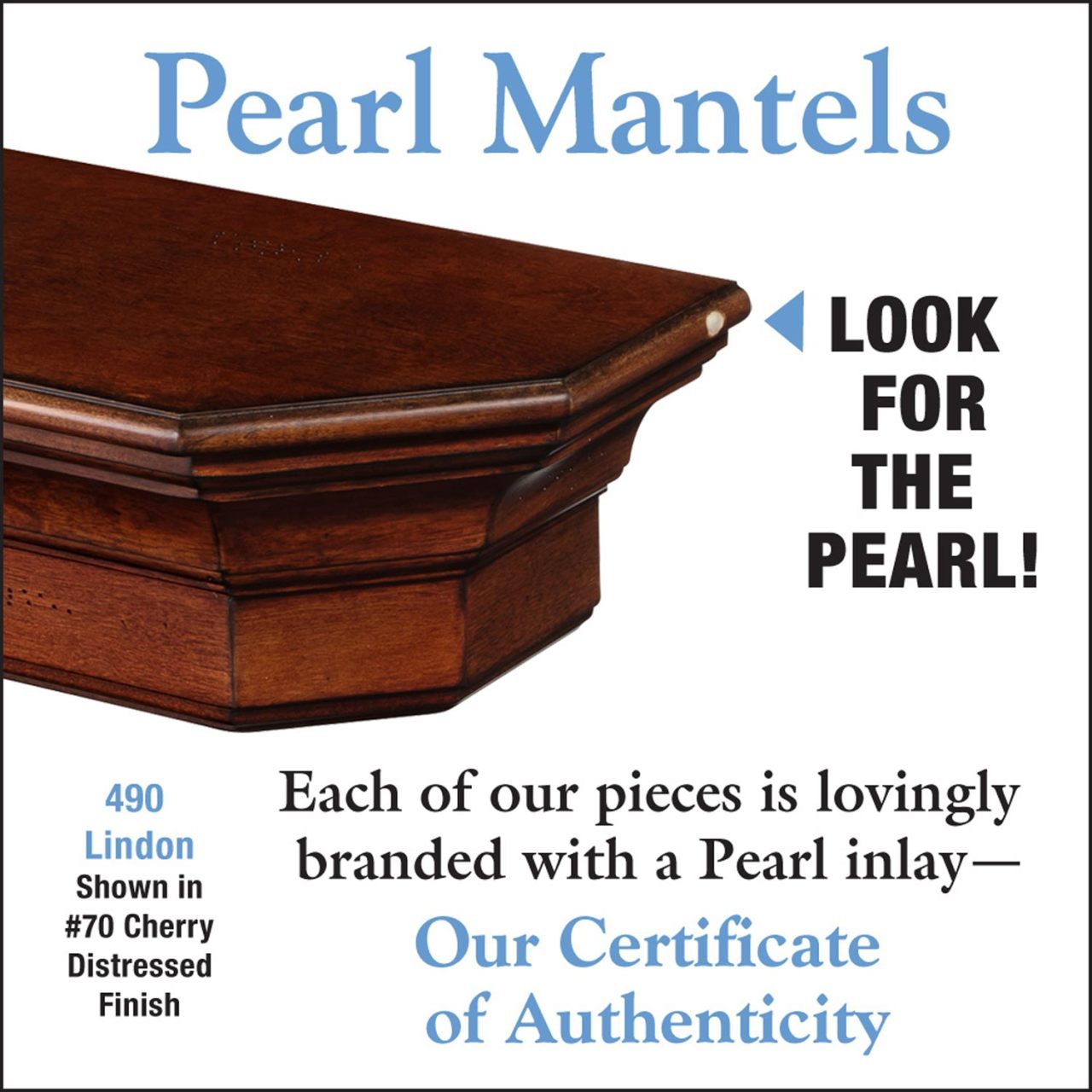 72" Lindon Fireplace Shelf by Pearl Mantels - Cherry Distressed Finish