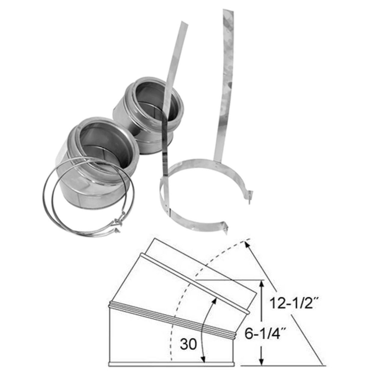 6" Selkirk 30 Degree Galvanized Elbow Kit - 206211G