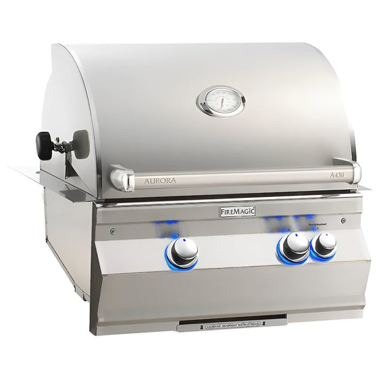 FireMagic A430i Aurora 24" Built-In Grill with Analog Thermometer, Rotisserie Backburner and Infrared Burner - NG-LP - A430I8LA