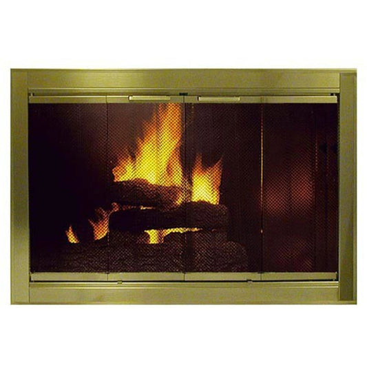 Antique Brass Solid Fireview Stock Masonry Fireplace Door