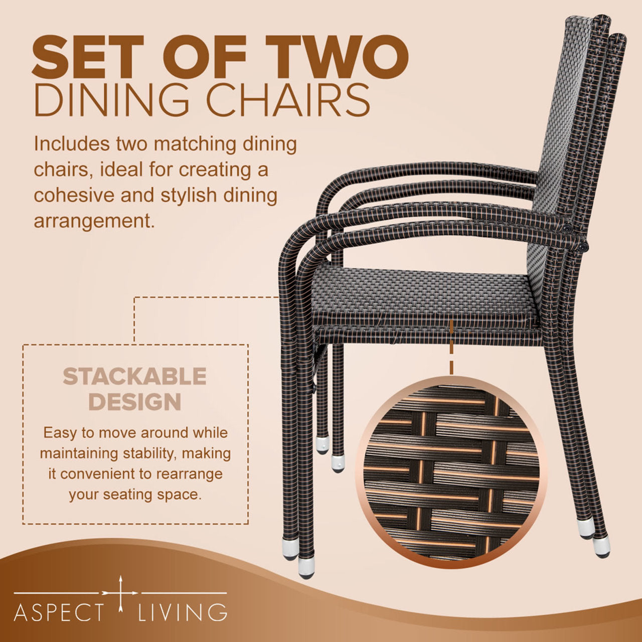Fire Sense Hialeah Wicker Dining Chair Set of 2 - 65464