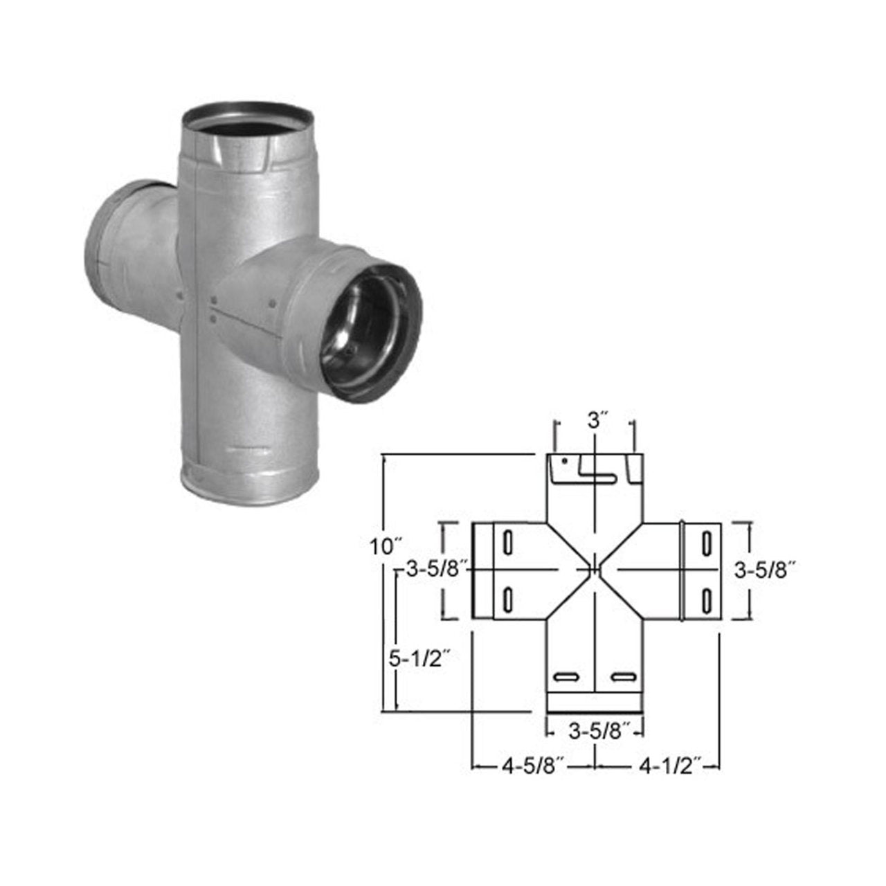 3" PelletVent Pro Double Tee with Clean-Out Tee Cap - 3PVP-DBT1
