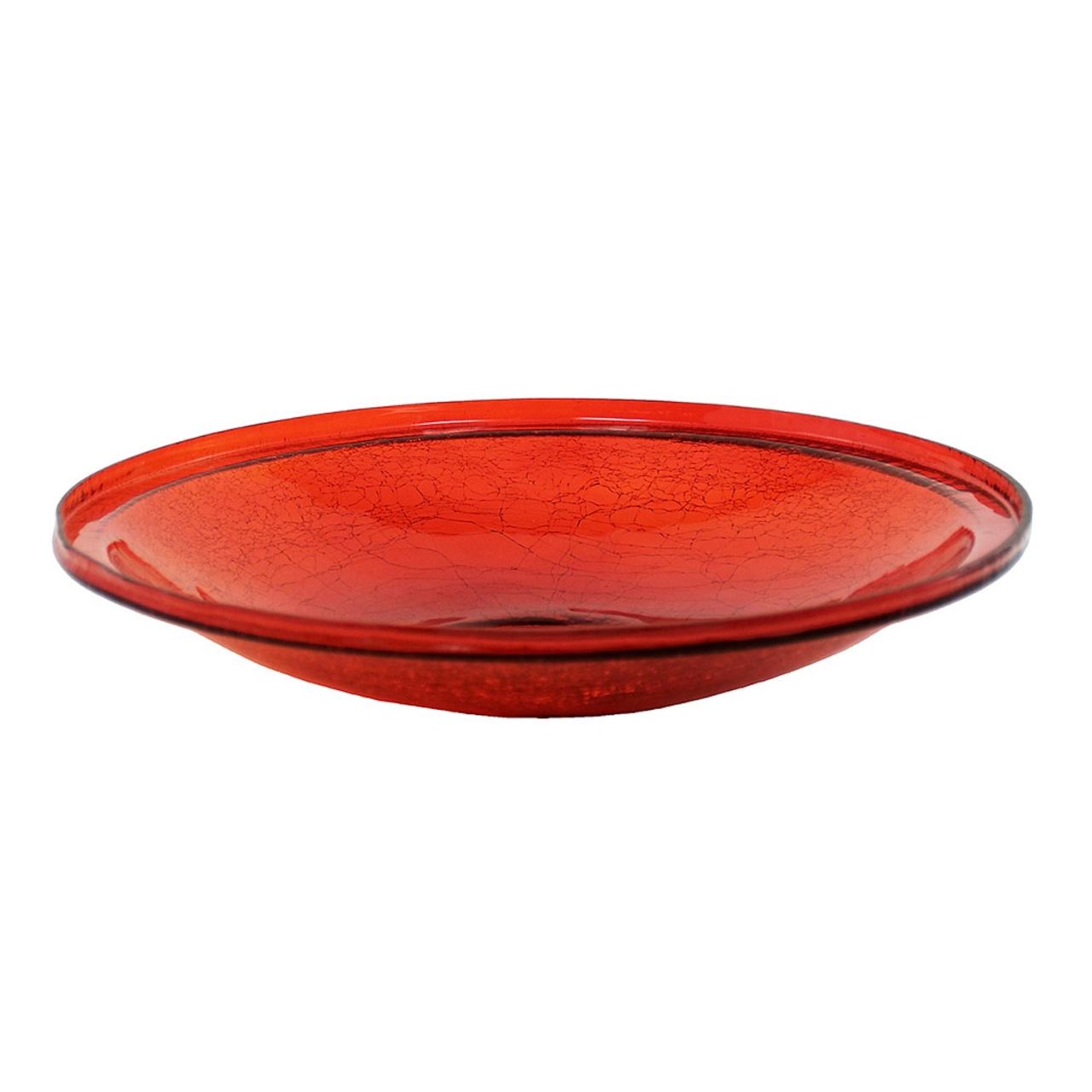 14-in. Red Crackle Glass Bowl Bird Bath