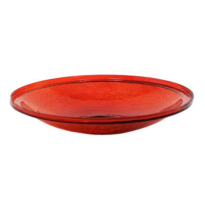 14-in. Red Crackle Glass Bowl Bird Bath