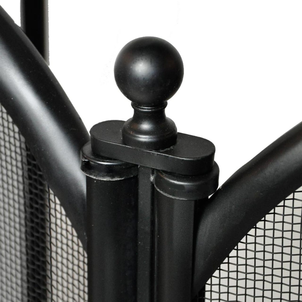 5 Fold Large Diameter Fireplace Screen - Black