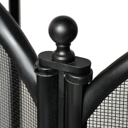 5 Fold Large Diameter Fireplace Screen - Black