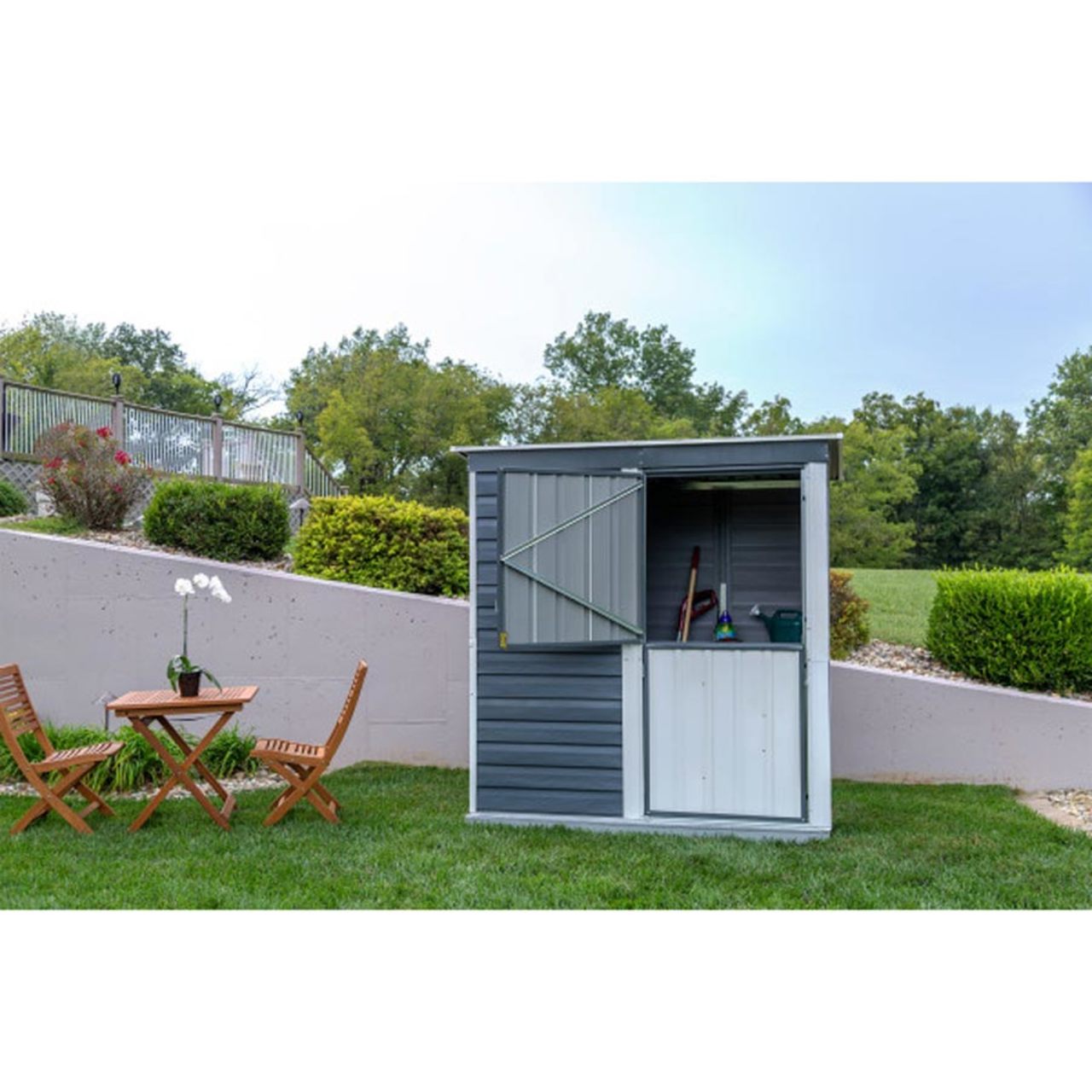 Galvanized Steel  6' x 4' Storage Shed-in-a-Box - Charcoal