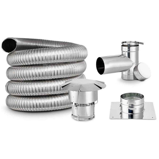 5 1/2" x 35' Lifetime Chimney Smooth-Wall Liner Kit with Tee