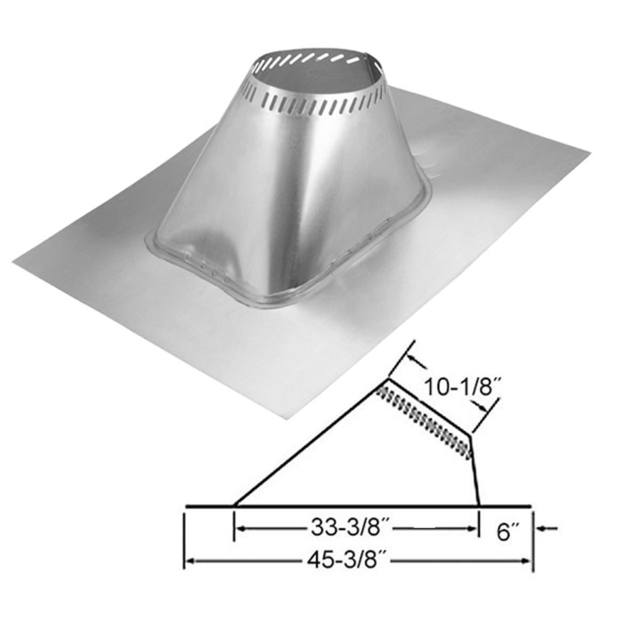 8" Selkirk Adjustable Roof Flashing for 12/12 to 24/12 - 208835