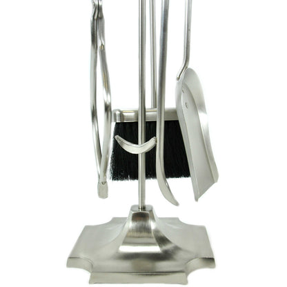 5 Piece Satin Pewter Fireplace Tool Set - F-7547
