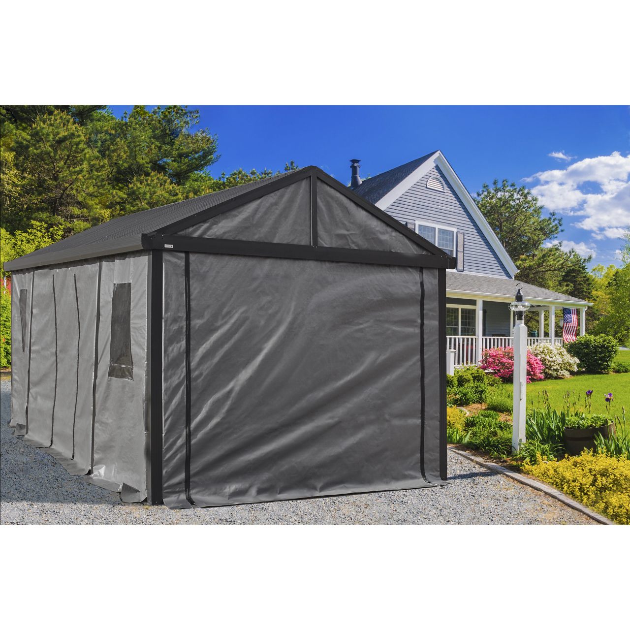 Samara 12' x 20' Carport Enclosure Kit - Gray