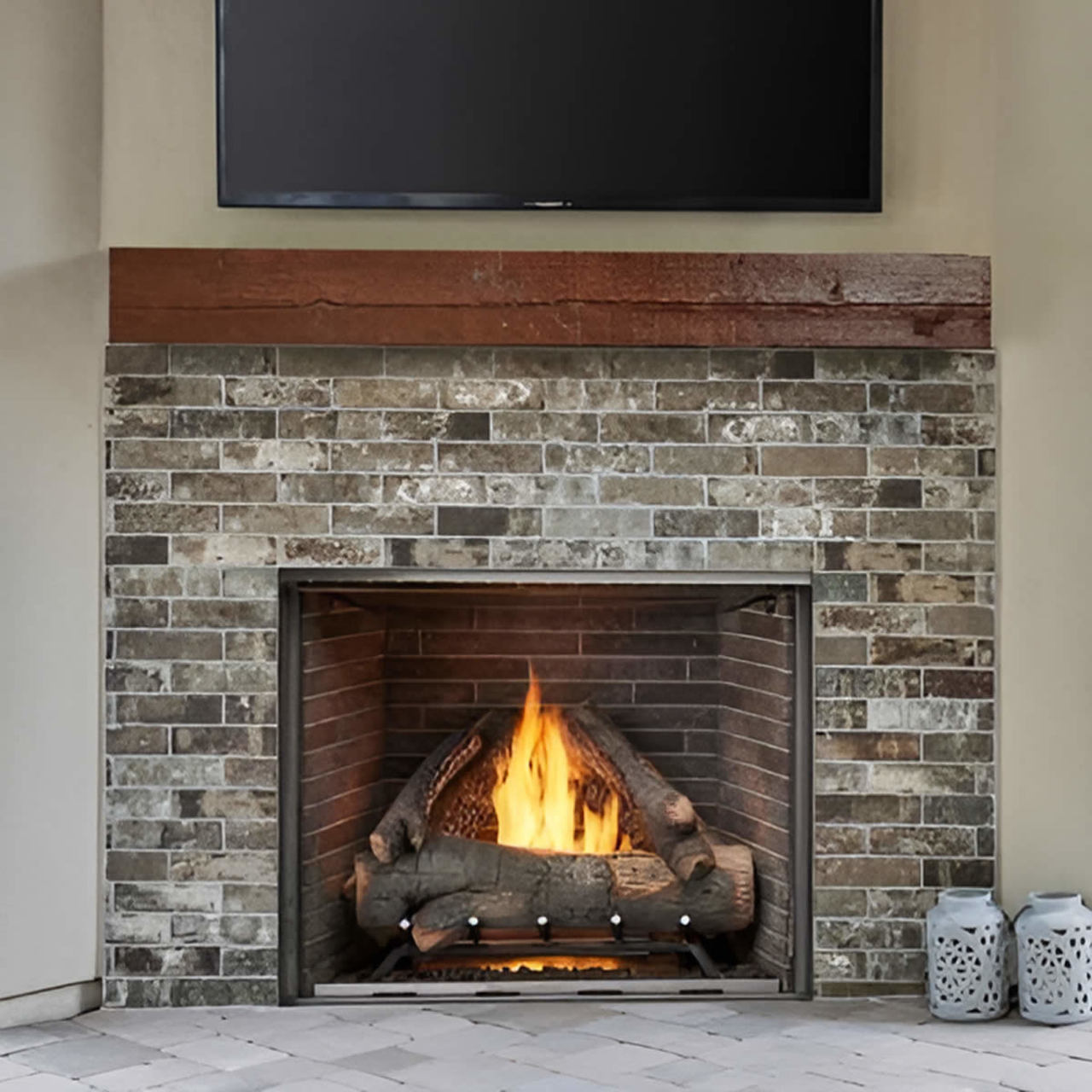 Outdoor Lifestyles 36" Fireplace, Traditional Stacked Concrete Refractory - ODCOUG-36TS