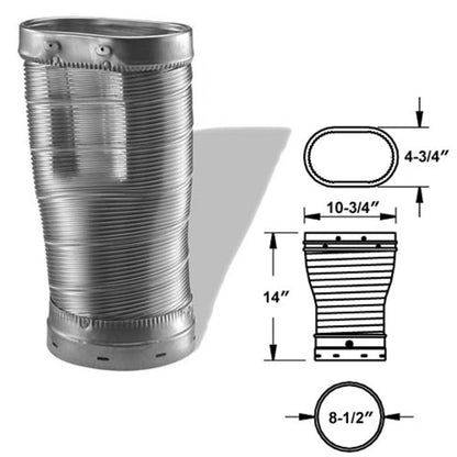 8" x 14" DuraLiner Round-to-Oval Flex Chimney Relining Pipe - 8DLR-14ROF