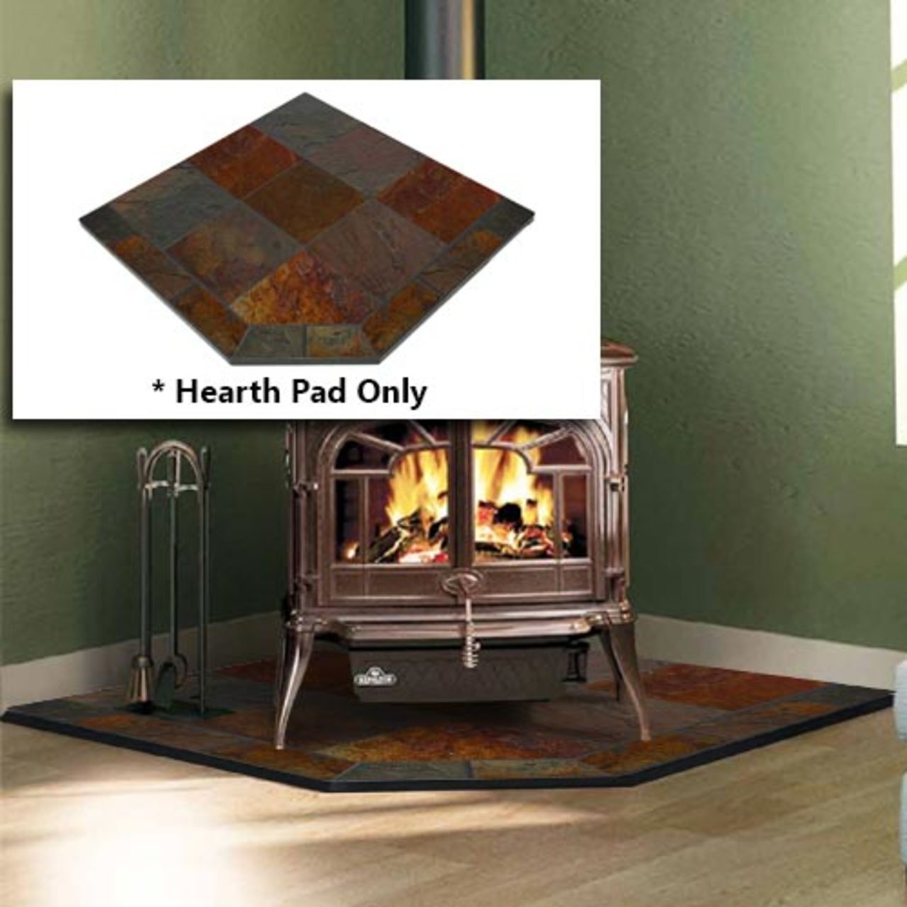 Peacock Slate 48" x 48" Single Cut Corner Hearth Pad