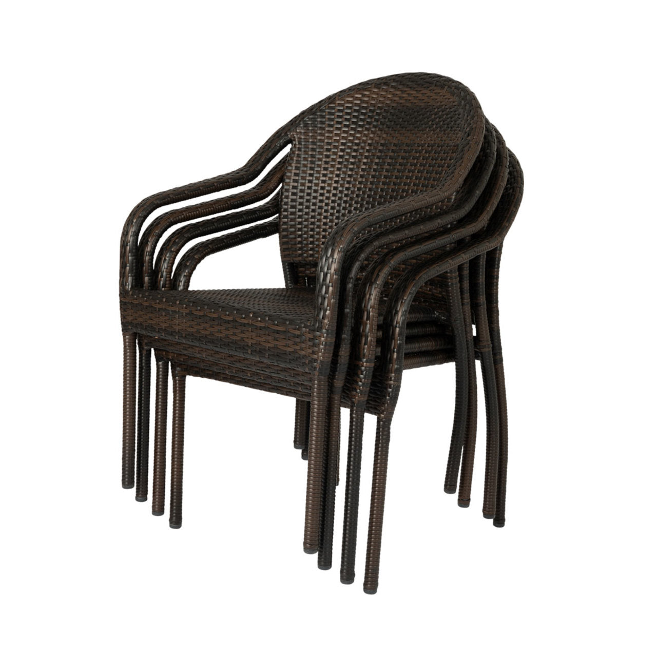 Rhodos CafÃ© Stacking Chair In Mocha All-Weather Wicker - 4 Piece Set
