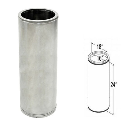 16" x 24" DuraTech Stainless Steel Chimney Pipe - 16DT-24SS