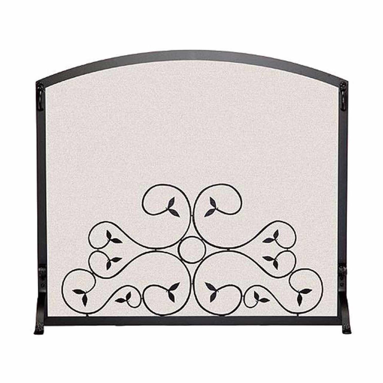 Pilgrim Applique Scroll Fireplace Screen - Matte Black 44" x 34.25"