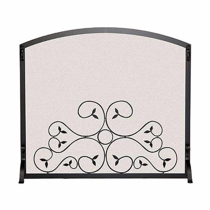 Pilgrim Applique Scroll Fireplace Screen - Matte Black 44" x 34.25"
