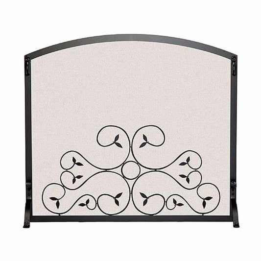 Pilgrim Applique Scroll Fireplace Screen - Matte Black 44" x 34.25"