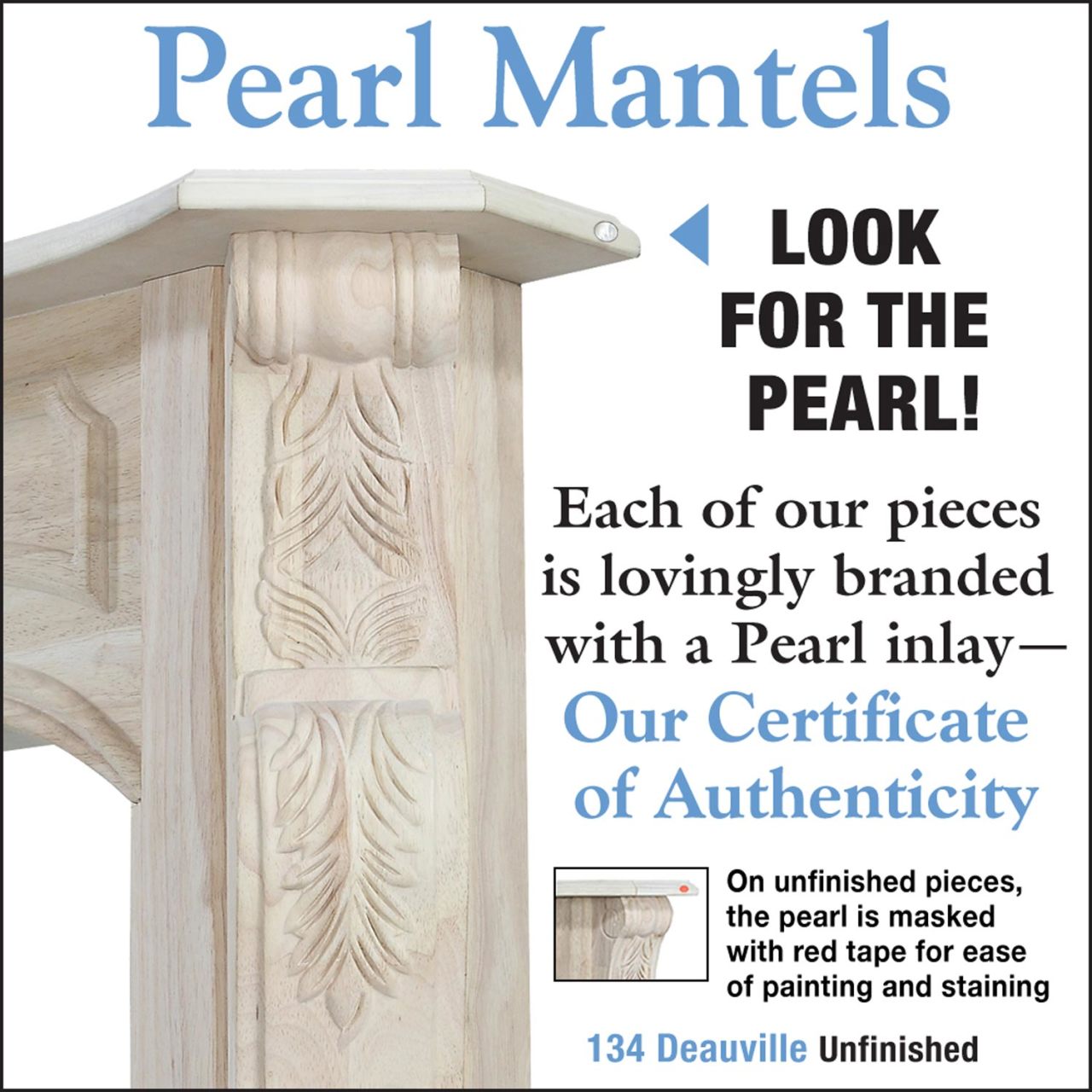 58" Deauville Unfinished Fireplace Surround by Pearl Mantels