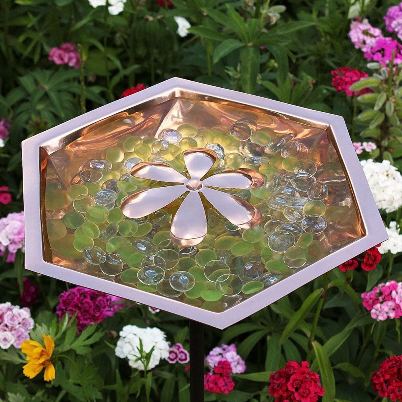 11.5" Copper Bee Fountain & Birdbath with Stake
