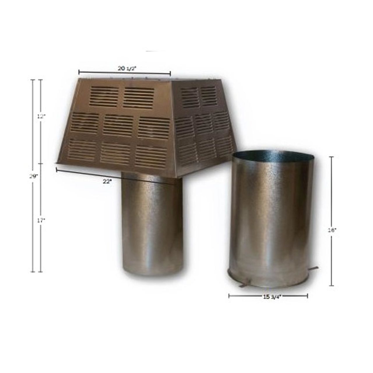 8" Superior Square Chimney Cap with Slip Connector