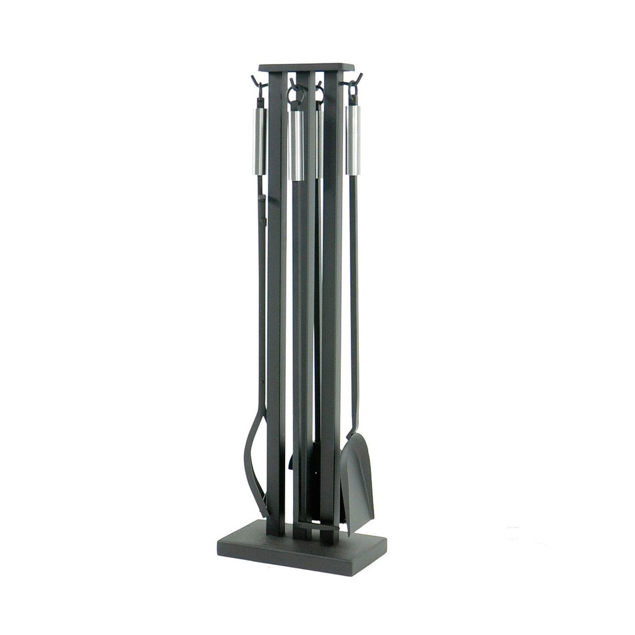 Pilgrim 5 Piece Matte Black Contemporary Tool Set - Brushed Steel Handles