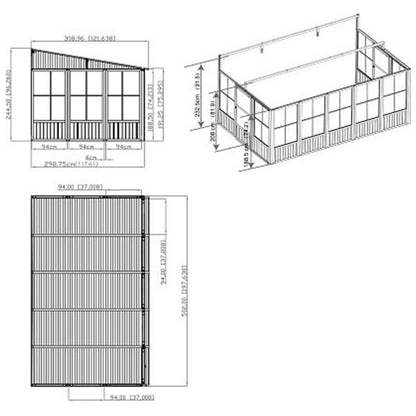 Charleston 10 x 16 Wall Mounted Solarium - Gray