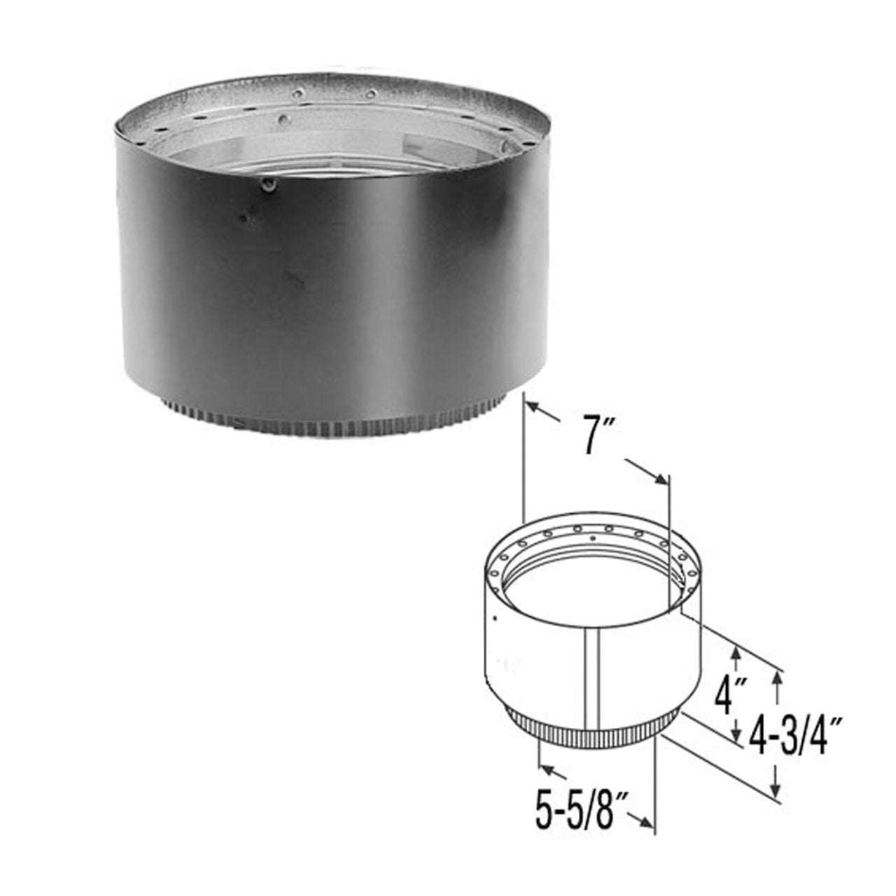 DuraVent DVL 6'' DVL Adapter Section No Damper - 8680 | Stove Pipe