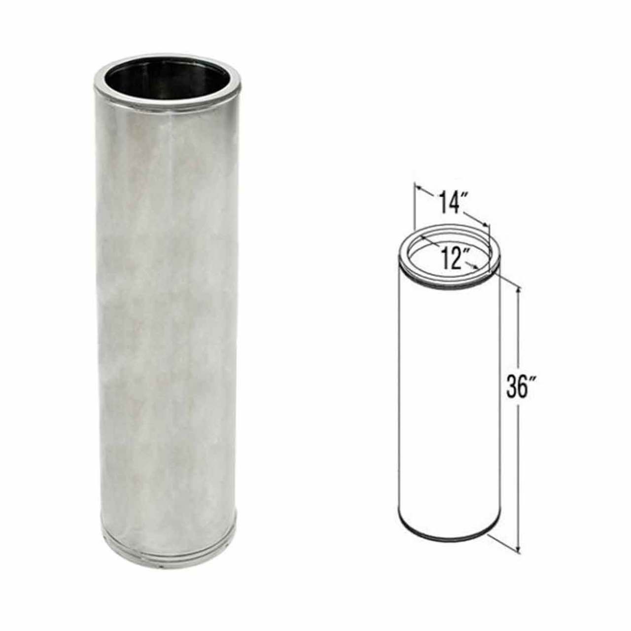 12" x 36" DuraTech Stainless Steel Chimney Pipe - 12DT-36SS