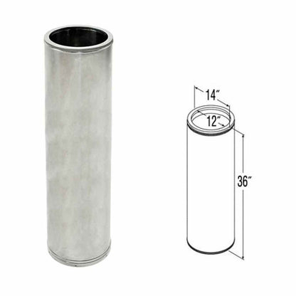 12" x 36" DuraTech Stainless Steel Chimney Pipe - 12DT-36SS