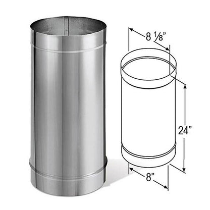 8" x 24" DuraBlack Stainless Steel Single-Wall Pipe - 8DBK-24SS