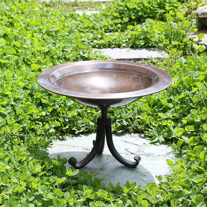 12.75" Classic Birdbath in Brass and Antique Copper with Tripod Stand