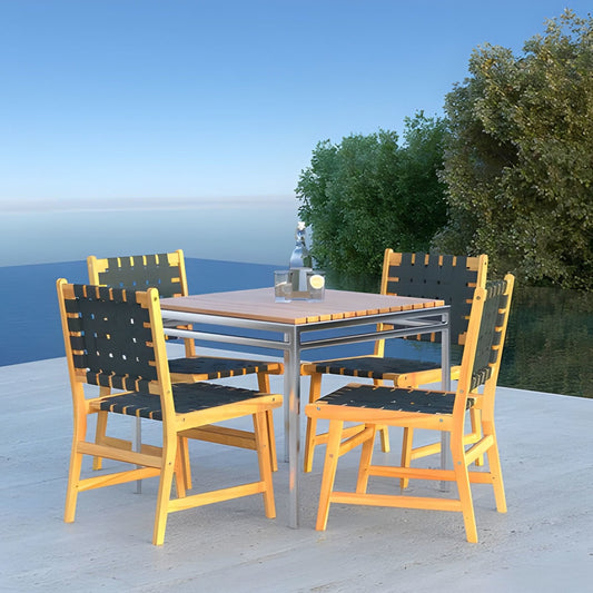 Fire Sense Sava Indoor-Outdoor Armless Dining Side Chair in Black Webbing - 63710