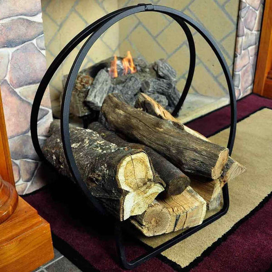 20" Matte Black Hoop Firewood Rack