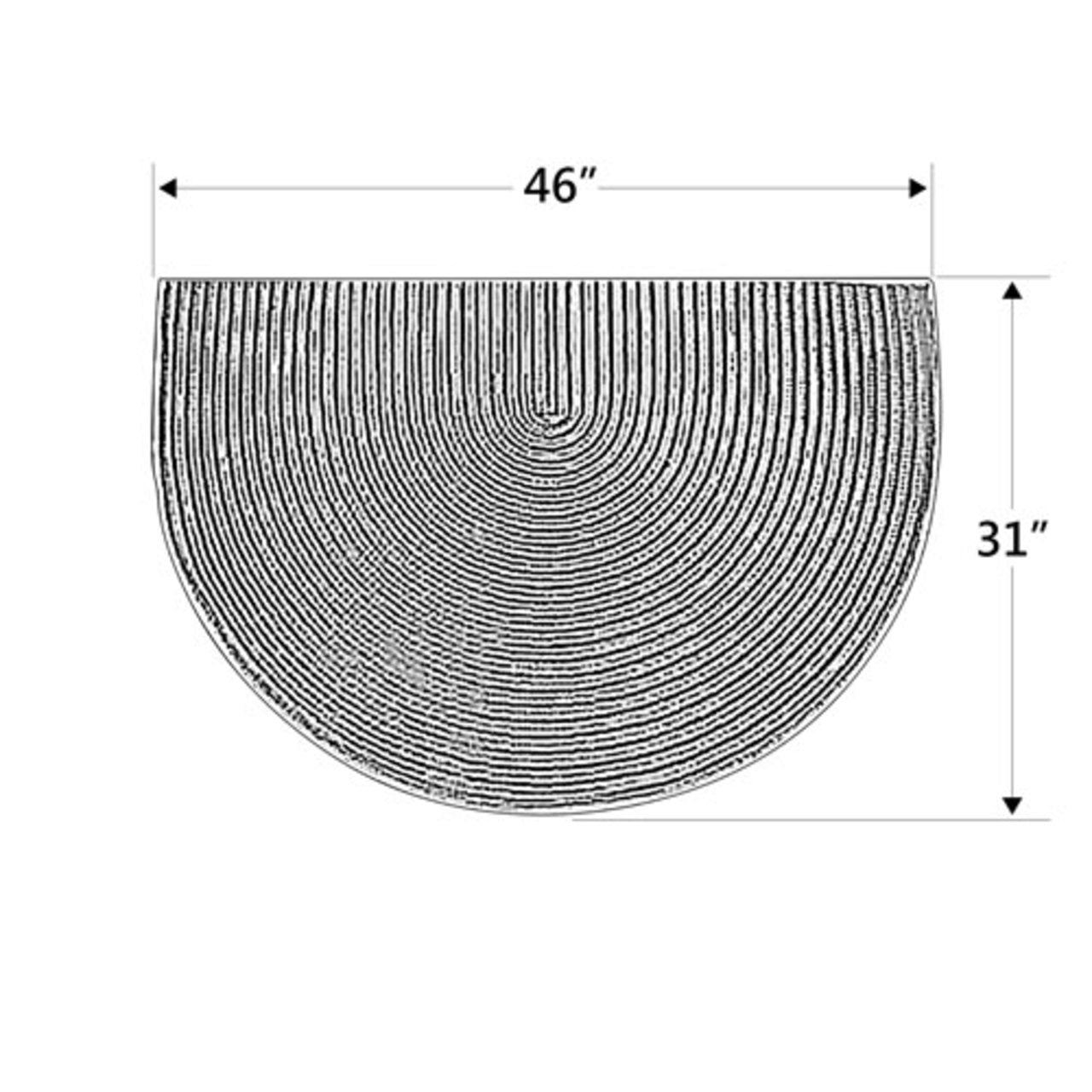 46" Half Round Black Solid Color Braided Hearth Rug