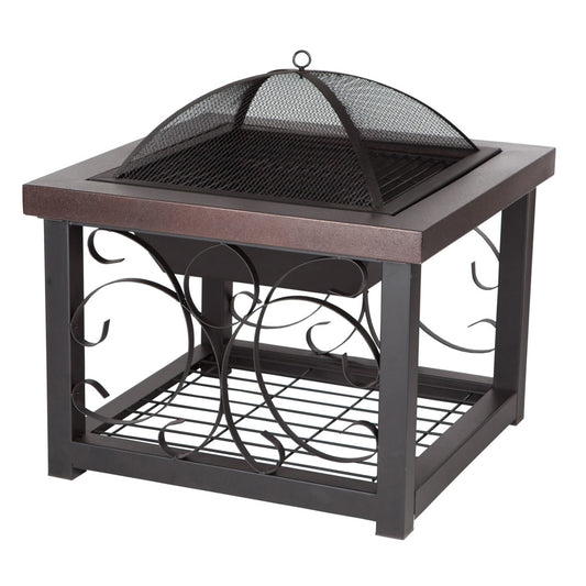 Fire Sense Hammer Tone Bronze Finish Cocktail Table Fire Pit - 61331