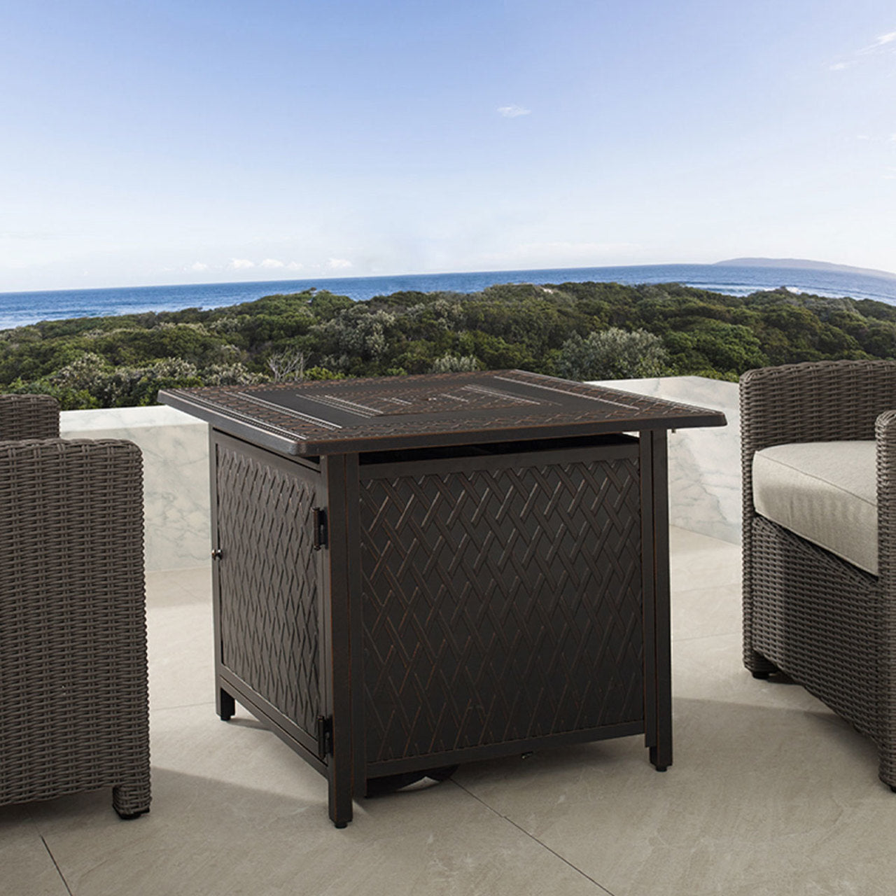 32" Downey Square Aluminum Gas Fire Pit -Propane - 37,000 BTU