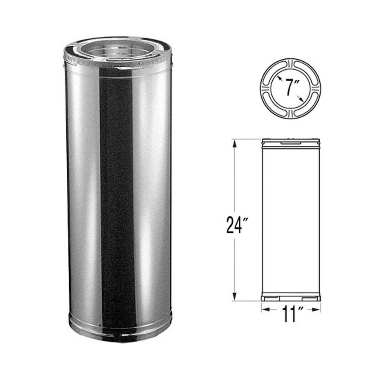 7" x 24" DuraPlus Galvanized Chimney Pipe - 7DP-24