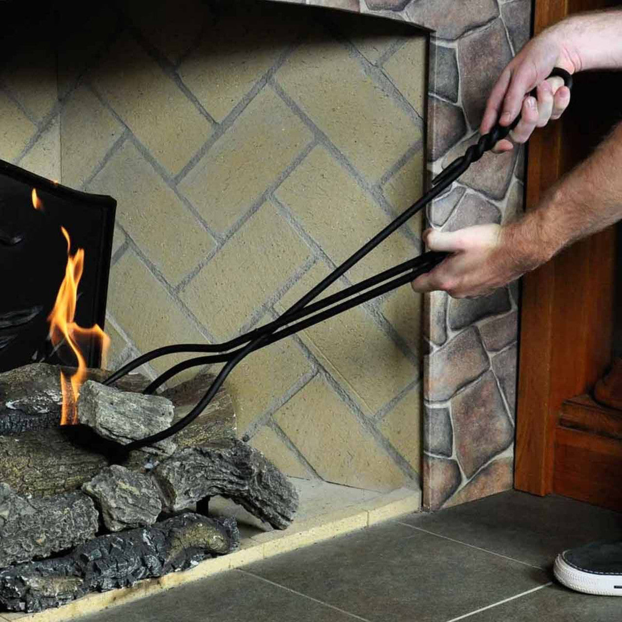 Individual Wrought Iron Tongs - Rope Design