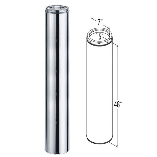 5" x 48" DuraTech Stainless Steel Chimney Pipe - 5DT-48SS