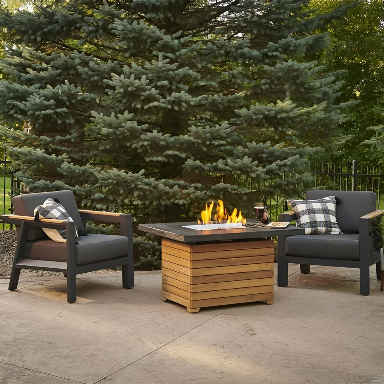 Outdoor Greatroom Darien Rectangular Gas Fire Pit Table 42" - DAR-1224-EBG-K/DAR-1224-K